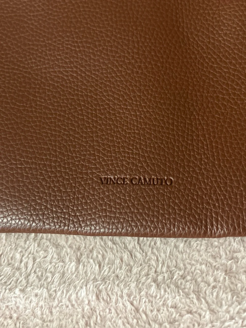 Vince Camuto Brown Pebbled Tote Laptop Bag Large Minimalist Work Tote